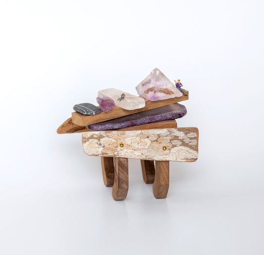 Isolation Island CUFF #5 w. Amethyst, 2025, mixed media, 3.5 x 5 x 3.5 in. / 8.89 x 12.7 x 8.89 cm.
