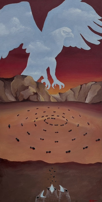 I Feel Small, Like An Ant, 2026, acrylic on canvas, 12 x 24 in. / 30.48 x 60.96 cm.