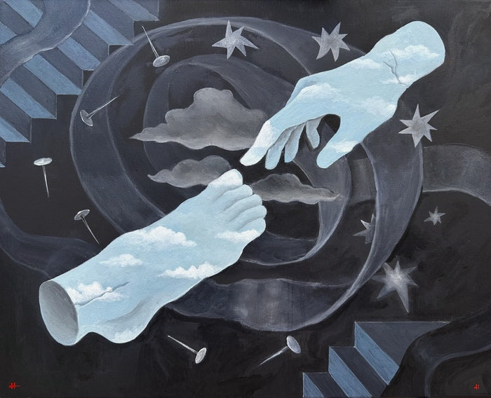 Cracks, 2026, acrylic on canvas, 12 x 16 in. / 30.48 x 40.64 cm.