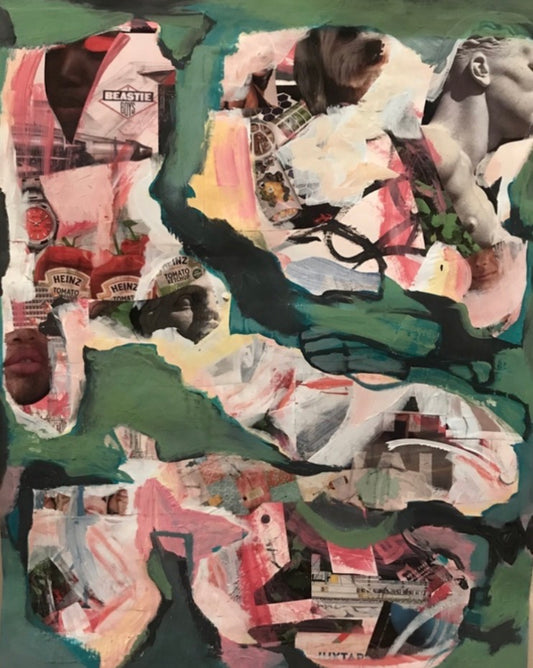 Lost In Venice, 2021, acrylic and collage on paper, 28 x 22 in. / 71.12 x 55.88 cm.