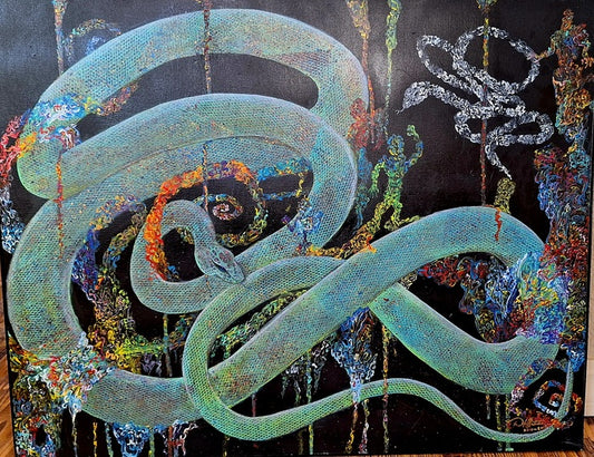 A Snake in the Garden, 2012, acrylic on canvas, 24 x 30 in. / 60.96 x 76.2 cm.