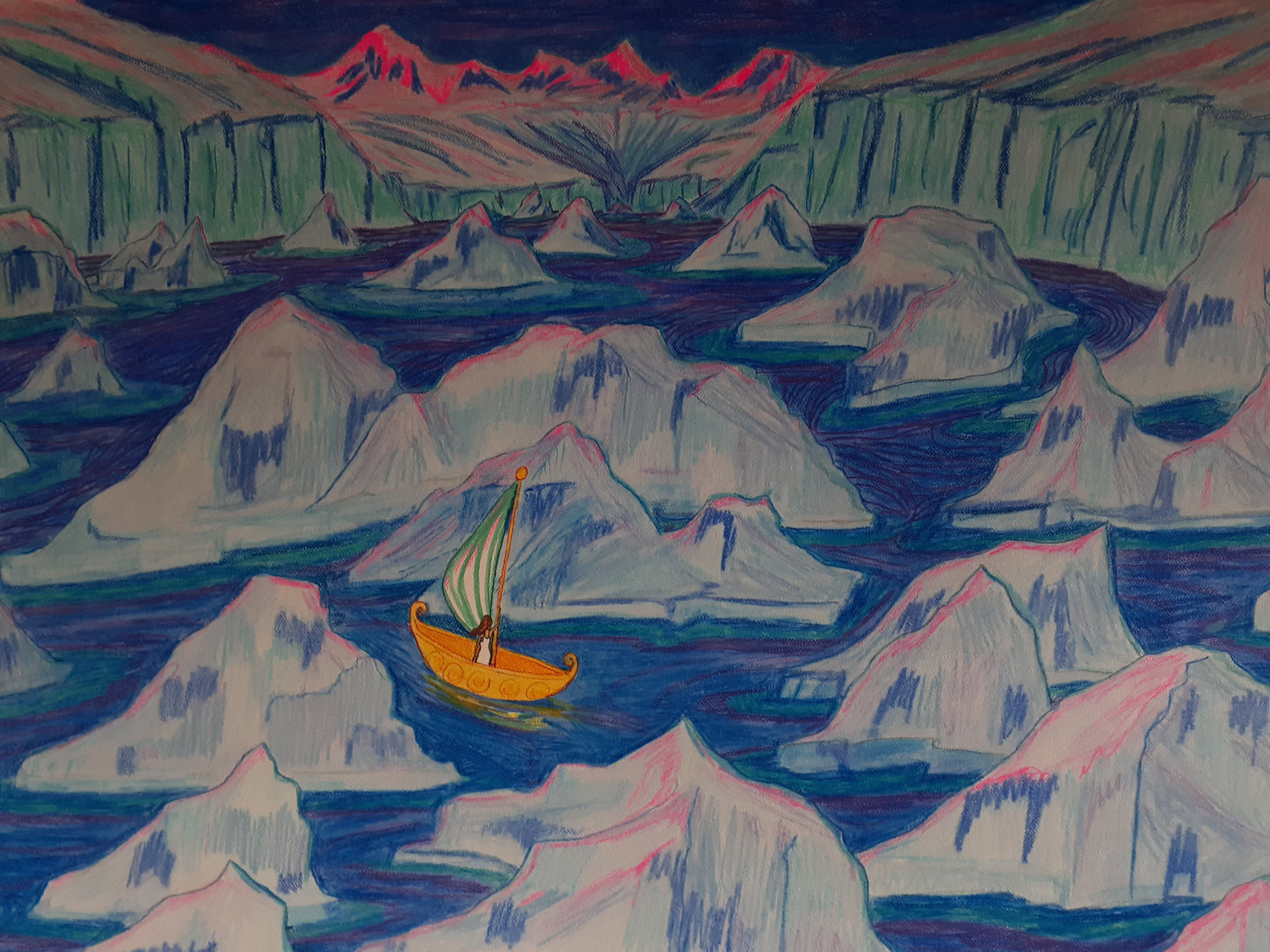 A Chilling Isolation, 2025, mixed media, 22 x 30 in. / 55.88 x 76.2 cm.