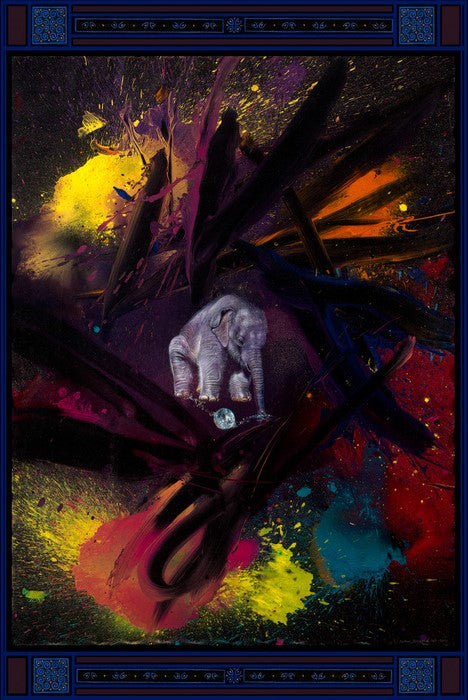 April Fool: The Birth of Rama, 2008, mixed aquamedia on canvas, 84 x 60 in. / 213.36 x 152.4 cm.
