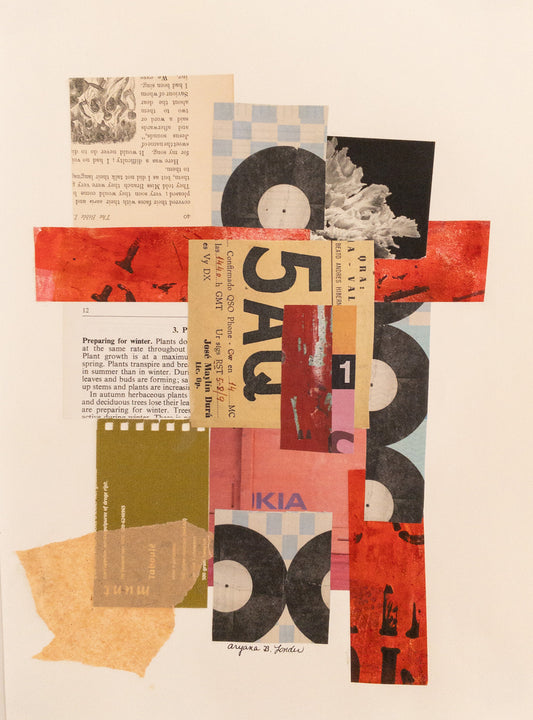 "Amongst It All", 2023, collage, 16 x 12 in. / 40.64 x 30.48 cm.