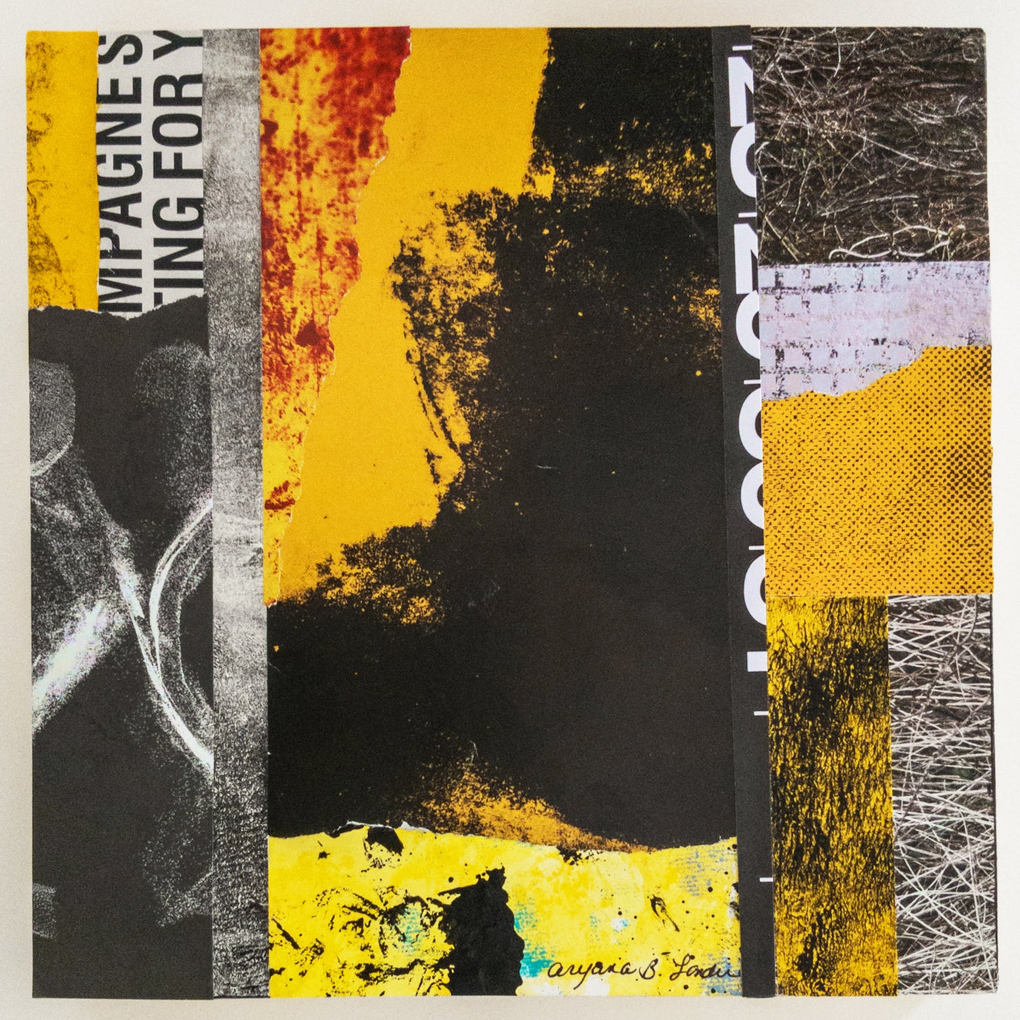 "YELL-Oh", 2025, collage, 8 x 8 in. / 20.32 x 20.32 cm.