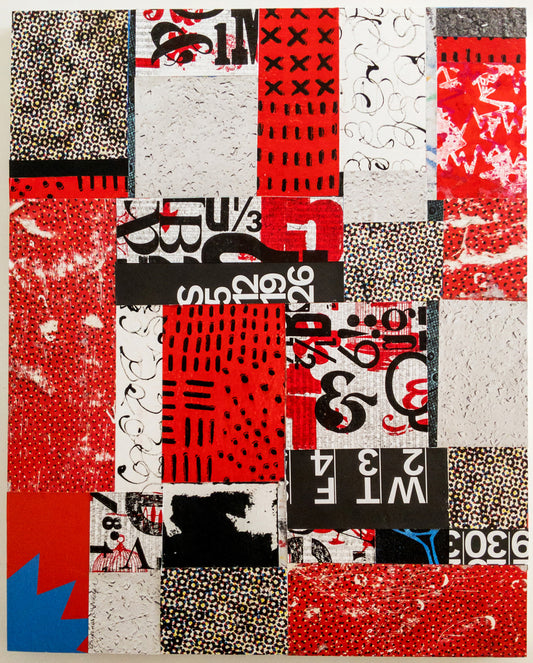 "Crossing The Line", 2025, collage, 20 x 16 in. / 50.8 x 40.64 cm.