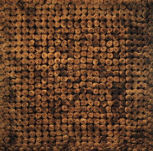 Ashen Souls in North Korea, 2013, burlap on canvas, 42 x 42 in. / 106.68 x 106.68 cm.