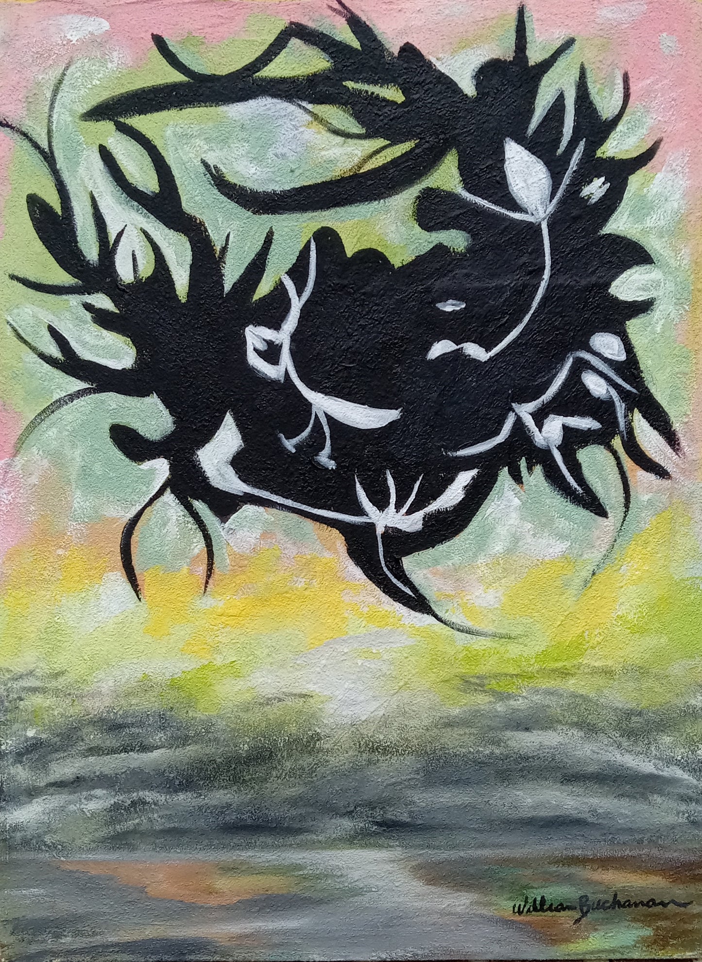Attack Upon the Guardians of Memory No.4, 2024, acrylic and sand on canvas, 24 x 18 in. / 60.96 x 45.72 cm.