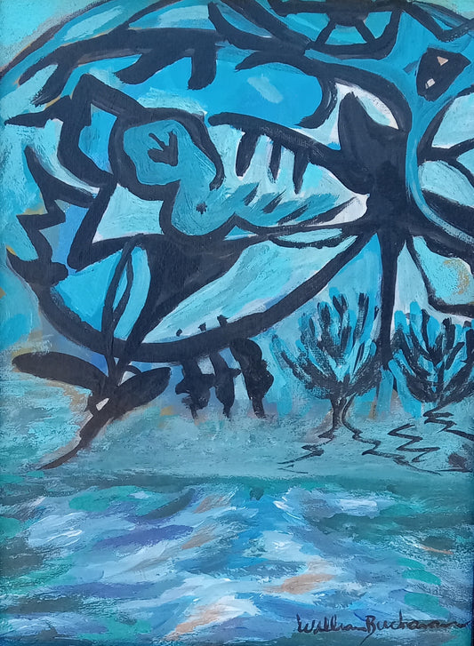 Attack Upon The Guardians of Memory No.7, 2024, acrylic on canvas, 12 x 9 in. / 30.48 x 22.86 cm.