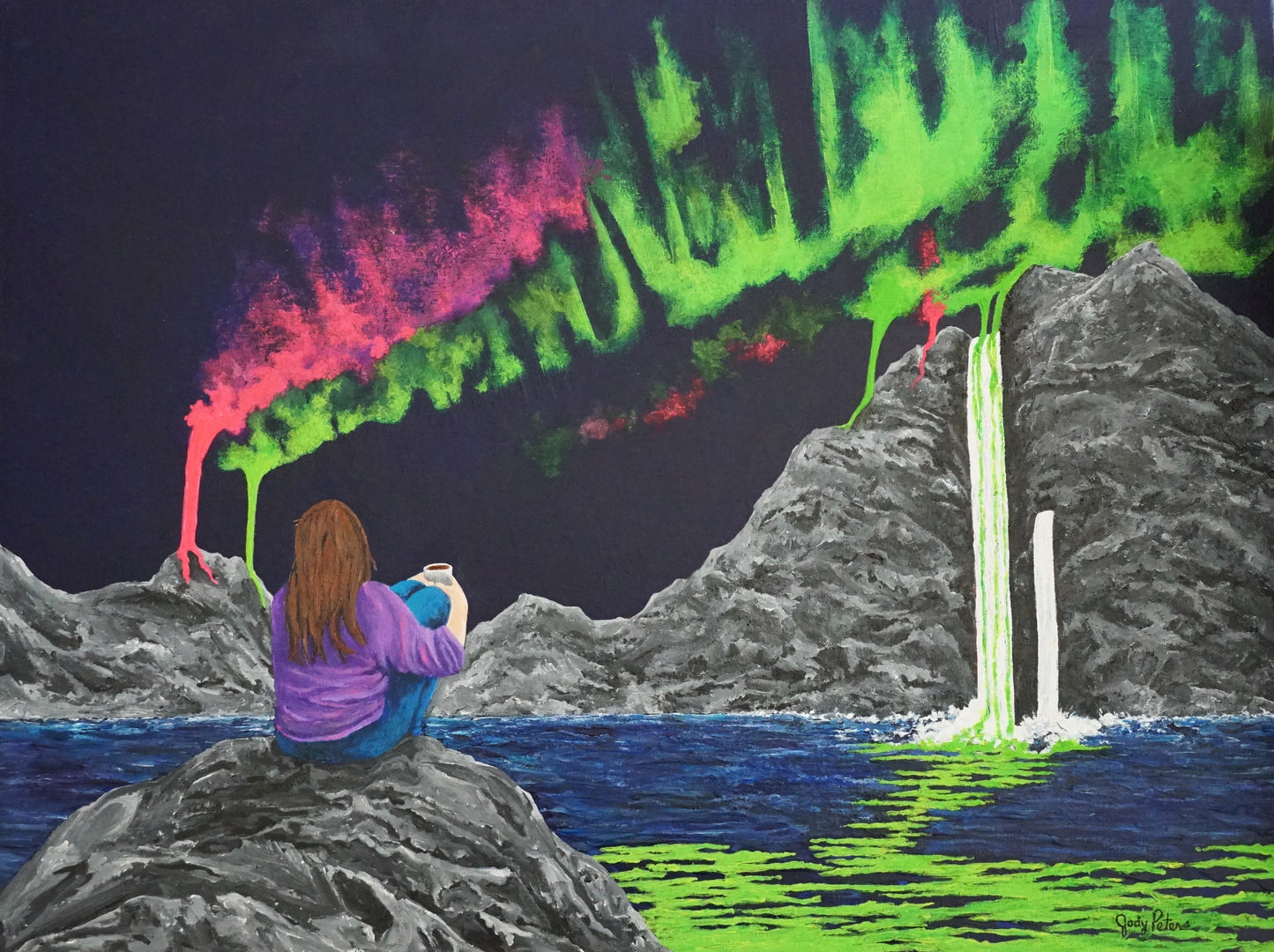 Aurora Borealis, 2024, acrylic on canvas, 20 x 24 in. / 50.8 x 60.96 cm.