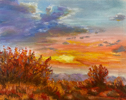 Autumn Sun, 2023, soft pastels, 8 x 10 in. / 20.32 x 25.4 cm.