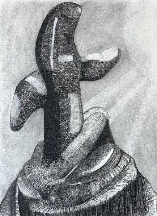 Awaken Lot's Wife, 2023, charcoal & graphite, 18 x 24 in. / 45.72 x 60.96 cm.