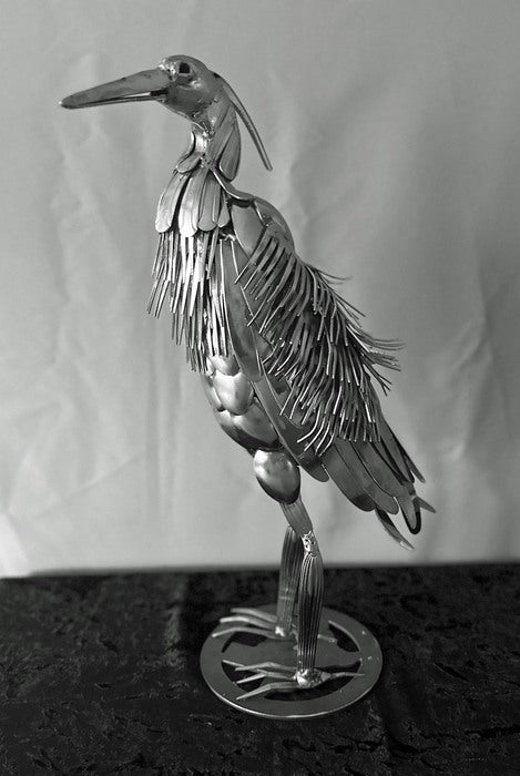 BLUE HERON, 2024, stainless steel flatware, 19 x 6 in. / 48.26 x 15.24 cm.