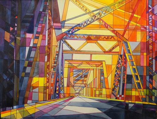 BRIDGE DECONSTRUCTION, 2020, watercolor, 22 x 30 in. / 55.88 x 76.2 cm.