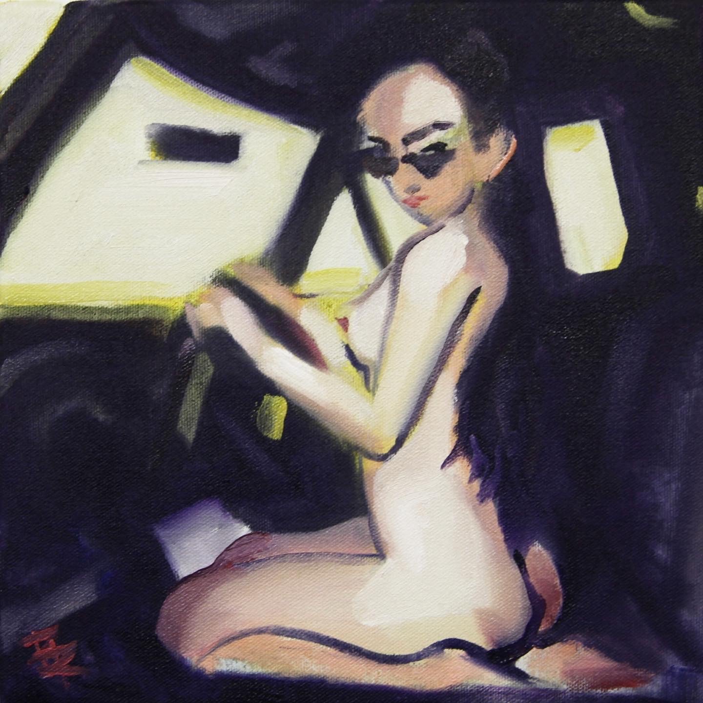 Baby Driver, 2023, oil on canvas, 10 x 10 in. / 25.4 x 25.4 cm.