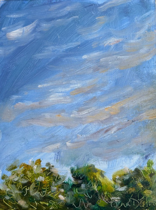 Backyard Skies #8, 2023, oil on panel, 8 x 6 in. / 20.32 x 15.24 cm.