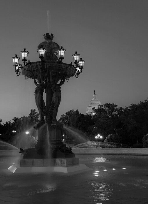 Bartholdi Fountain Illuminated at Night, 2022, photography, 16 x 12 in. / 40.64 x 30.48 cm.