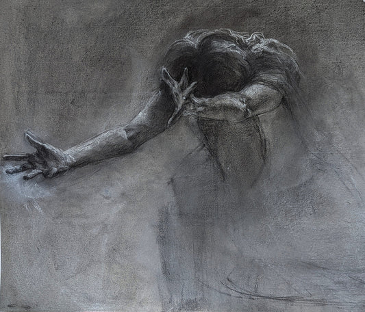 Beauty in Movement-Study, 2024, charcoal on paper, 23 x 36 in. / 58.42 x 91.44 cm.