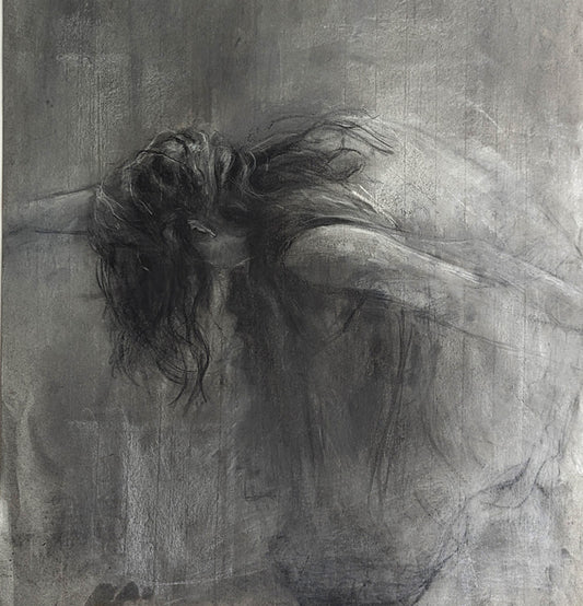 Beauty in Movement Study 4, 2024, charcoal on paper, 23 x 23 in. / 58.42 x 58.42 cm.