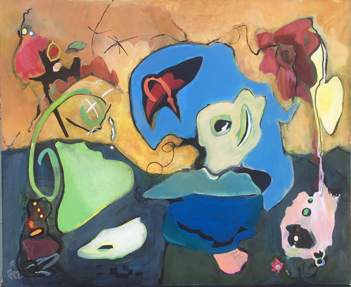 Beneath The Meadow, 2024, oil and acrylic on canvas, 22 x 18 in. / 55.88 x 45.72 cm.