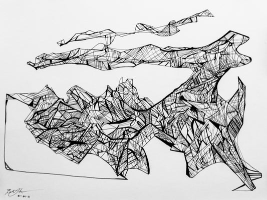 The Tents and Whore Houses That Would Become San Francisco, 2021, pen on bristol, 9 x 12 in. / 22.86 x 30.48 cm.