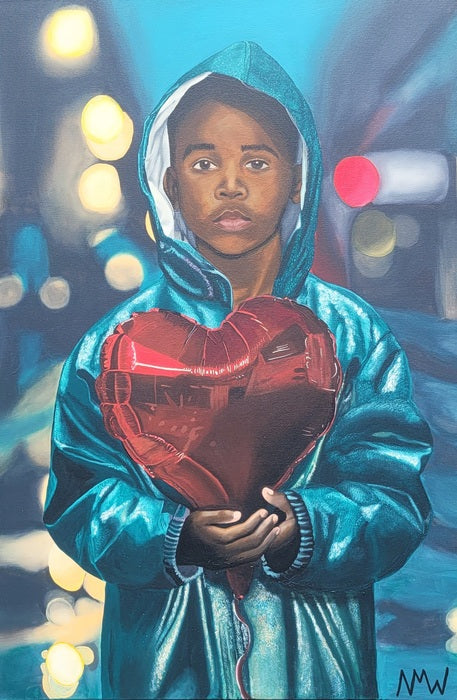 Boundless Hearts: Shawn, 2024, acrylics, 36 x 26 in. / 91.44 x 66.94 cm.