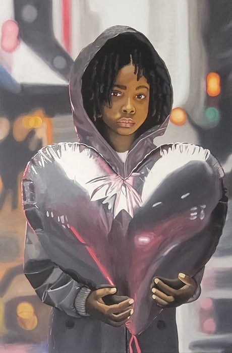 Boundless Hearts: Zoey, 2024, acrylics, 36 x 26 in. / 91.44 x 66.94 cm.