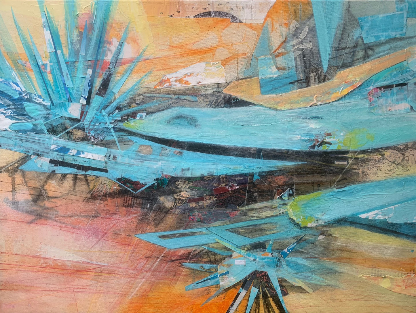 Blue Lotus, 2025, mixed media, 18 x 24 in. / 45.72 x 60.96 cm.