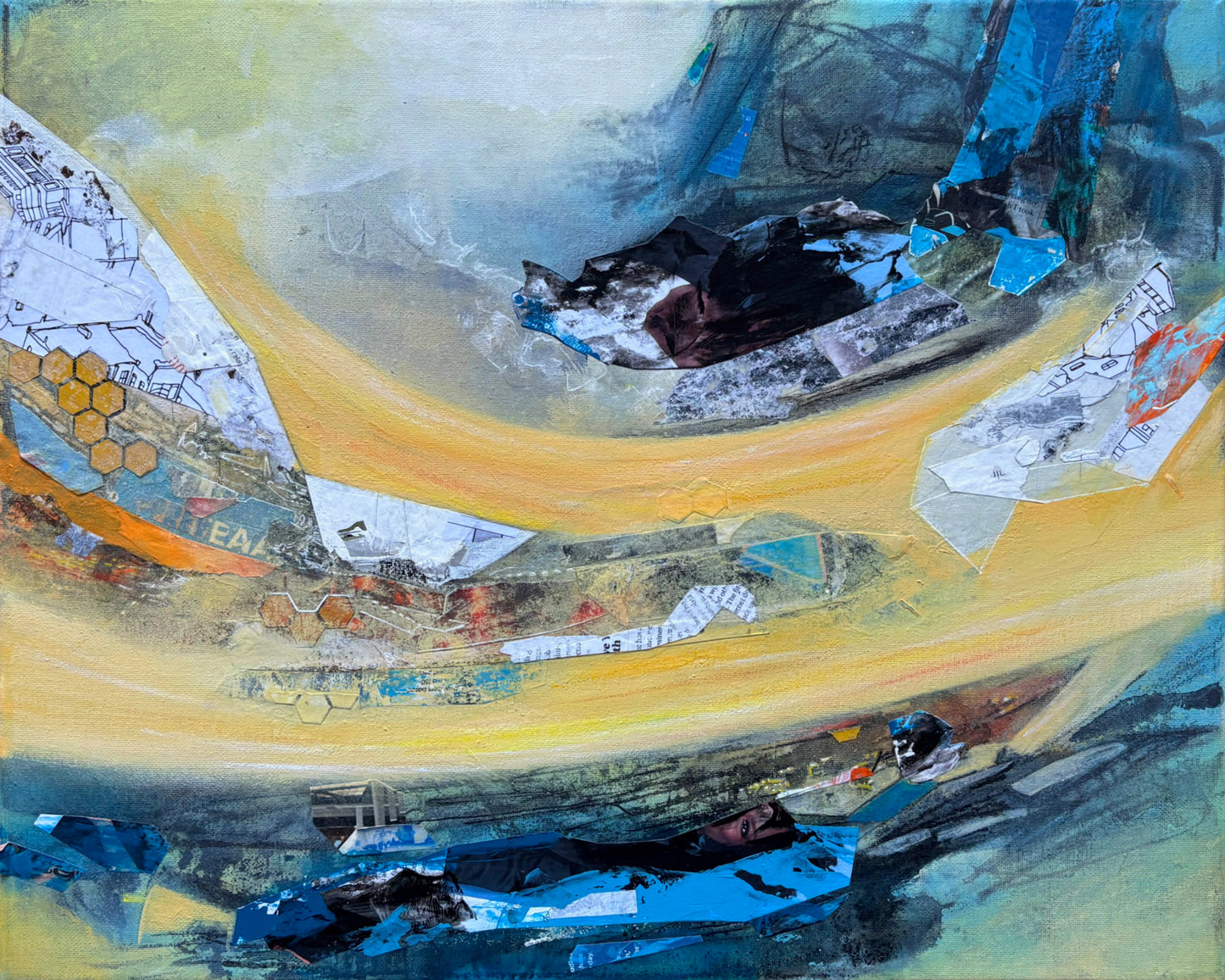 In the Flow, 2026, media fusion, 16 x 20 in. / 40.64 x 50.8 cm.