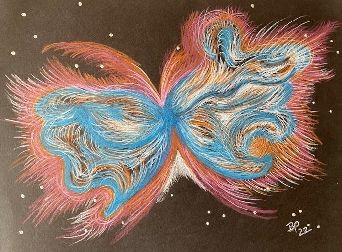 Butterfly Nebula, 2022, colored pencil, 13 x 16 in. / 33.02 x 40.64 cm.