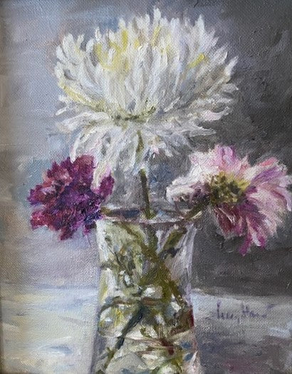 Chrysanthemums, 2023, oil on canvas, 10 x 8 in. / 25.4 x 20.32 cm.