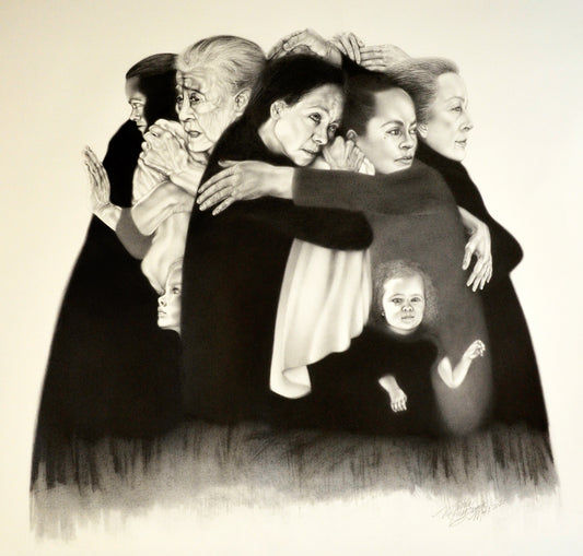 All the Mothers (Homage to Kathe Kollwitz), 2021, pencil on paper, 42 x 32 in. / 106.68 x 81.28 cm.