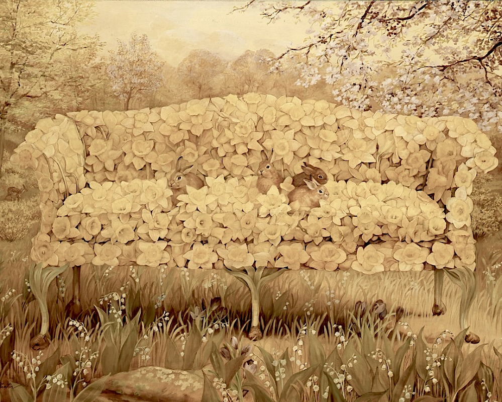 Daffodil Settee, 2000, oil, 55 x 41 in. / 139.7 x 104.14 cm.