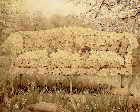 Daffodil Settee, 2000, oil, 55 x 41 in. / 139.7 x 104.14 cm.