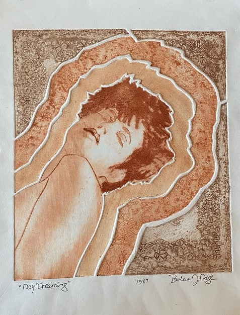 Day Dreaming, 1987, printmaking collagraph, 25 x 21 in. / 63.5 x 53.34 cm.