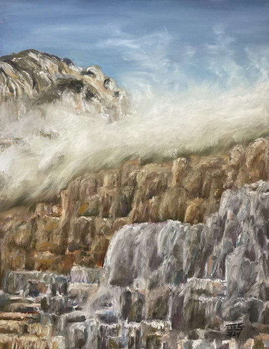 Devil’s Thumb Hot Springs, 2024, soft pastels, 11 x 14 in. / 27.94 x 35.56 cm.