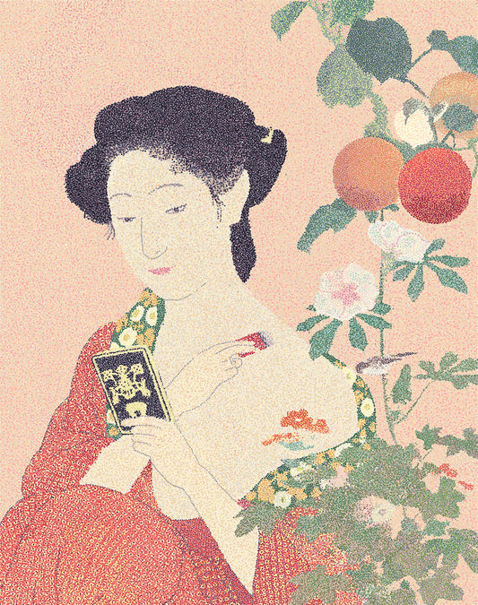 Geisha Applying Powder, 2019, digital painting, 26 x 22 in. / 66.04 x 55.88 cm.