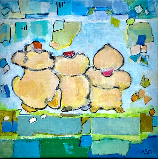 Duck-E-Days, 2025, acrylic on canvas with floater frame, 8 x 8 in. / 20.32 x 20.32 cm.