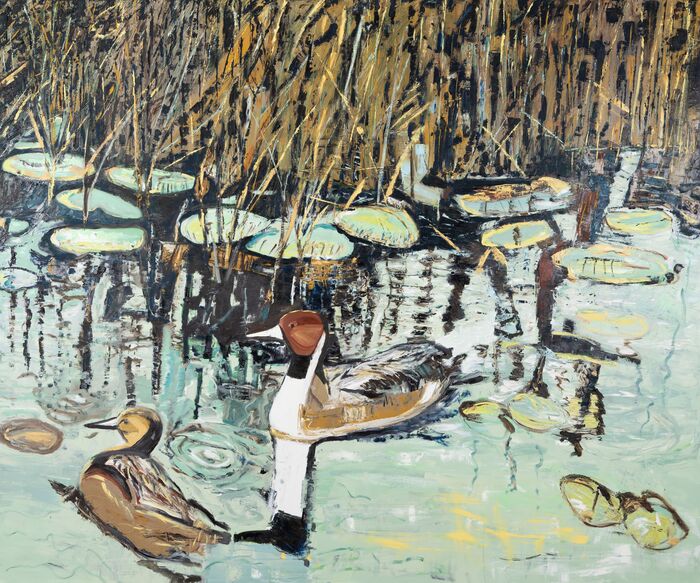 Ducks, 2020, oil on canvas, 60 x 72 in. / 23.6 x 28.3 cm.