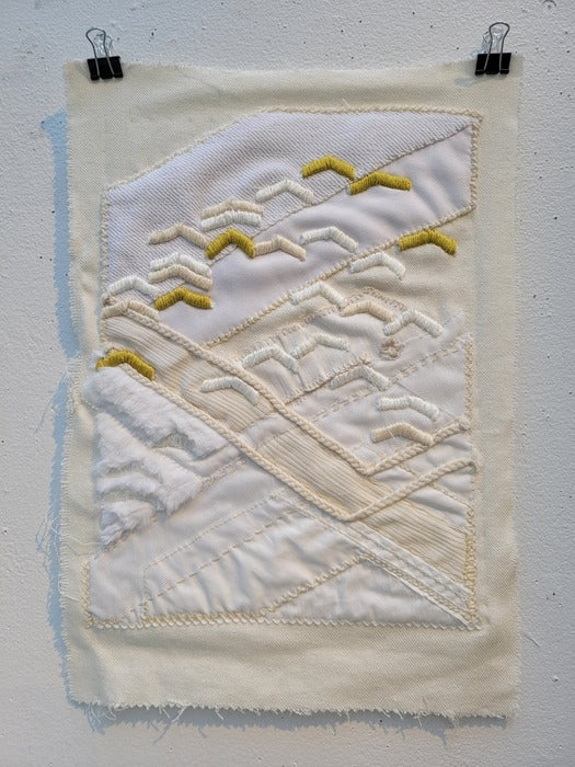 Due North, 2022, fabric collage, 12 x 14 in. / 30.48 x 35.56 cm.