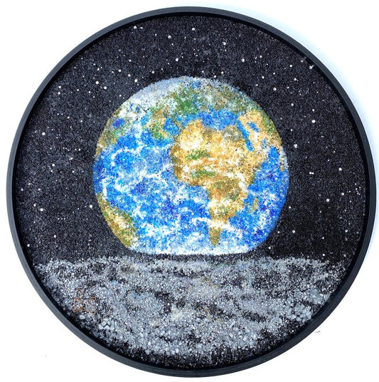 Earth From The Far Side Of The Moon, 2022, mixed media, 2 x 2 ft. / 24 x 24 in.