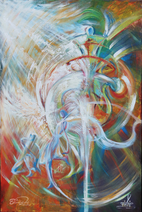 Elemental Forces: Dance of the Quintessence, 2022, oil on canvas, 36 x 24 in. / 91.44 x 60.96 cm.