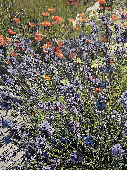 English Lavender with Poppies, 2023, oil, 40 x 30 in. / 101.6 x 76.2 cm.