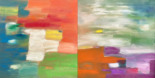 FIELD-ABSTRACT-DIPTYCH, 2023, oil on canvas, 72 x 36 in. / 182.88 x 91.44 cm.