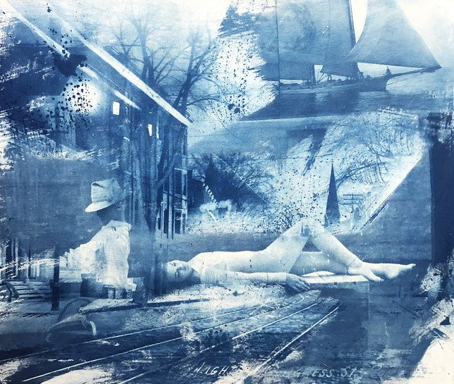 Fever Dream 2, 2023, multi-exposure cyanotype on stretched canvas, 40 x 38 in. / 101.6 x 96.52 cm.