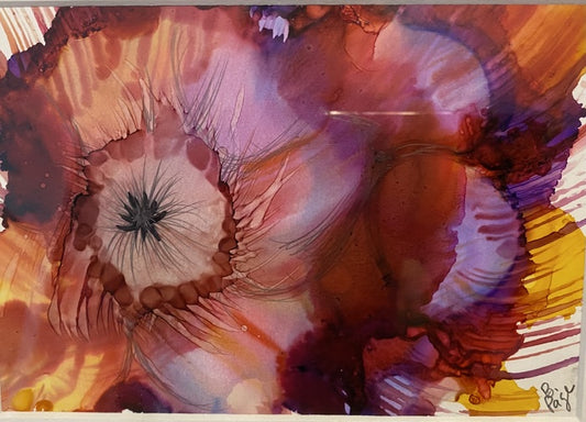 Flower Explosion, 2014, alcohol inks, 9 x 11 in. / 22.86 x 27.94 cm.