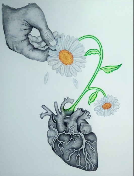 Flower Girl, 2024, pencil and colored pencil, 17 x 14 in. / 43.18 x 35.56 cm.