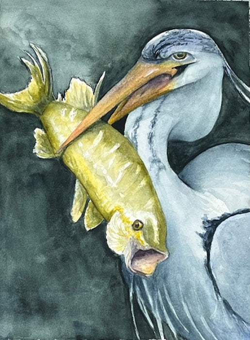 GBH and Bass, 2024, watercolor, 12 x 9 in. / 30.48 x 22.86 cm.