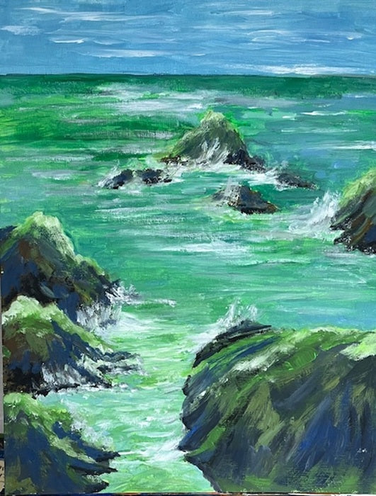 Green Sea, 2024, gouache on board, 11 x 15 in. / 27.94 x 38.1 cm.