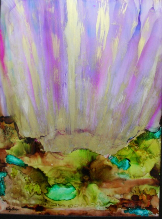 HOPE, 2023, alcohol ink on glass, 24 x 18 in. / 60.96 x 45.72 cm.